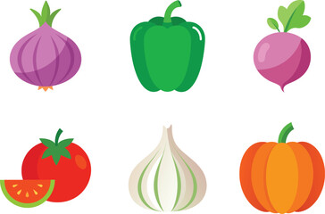 Set of vegetables colorful vector.