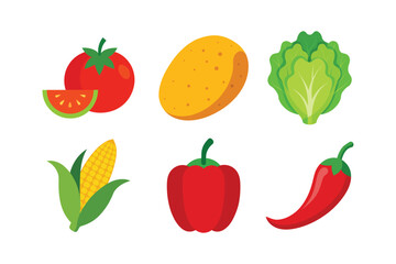 Set of vegetables vector art illustration