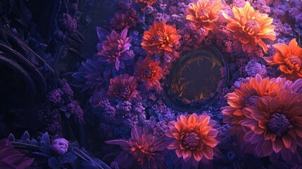 Digital artwork with swirling patterns and flowers generative ai