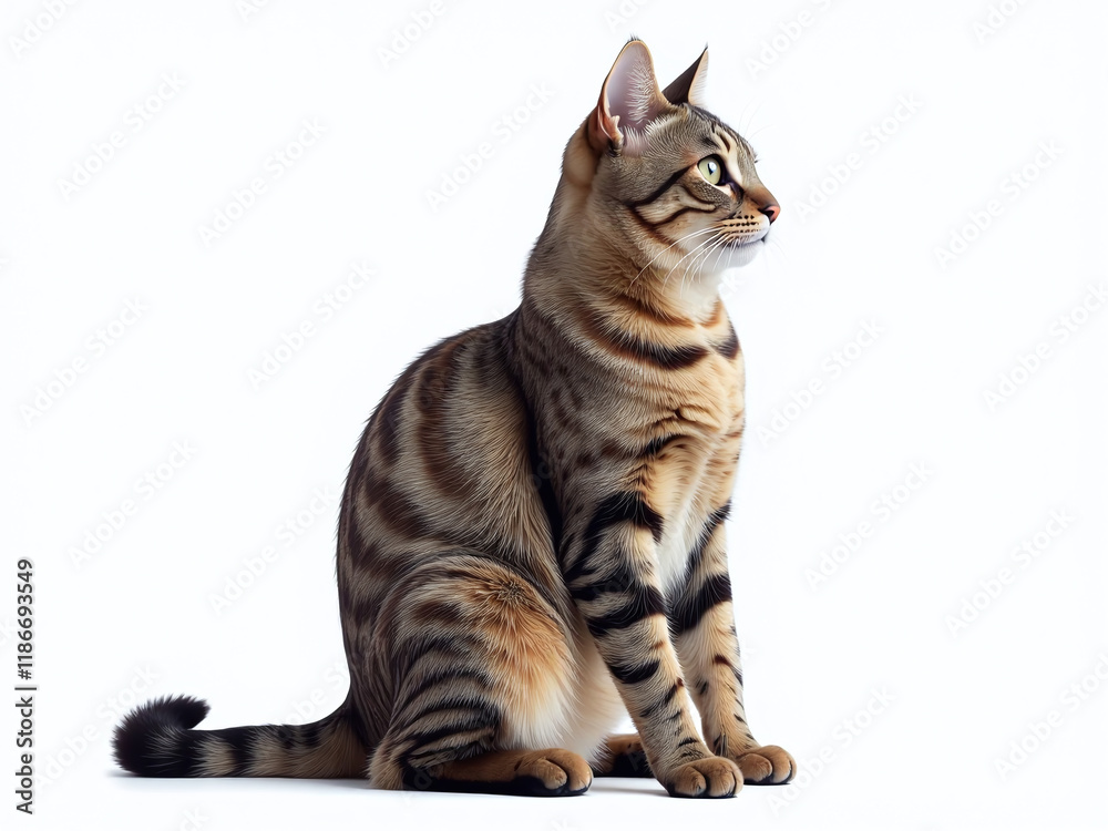 Poster Designed Isolated Cat Sitting Profile With White Background And Transparent Png Image For Professional Use Online. 00001