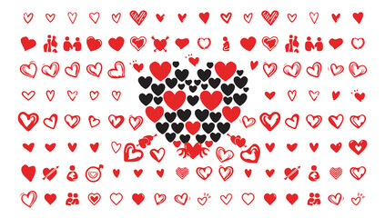 Love Heart icon vector illustration with different style heart