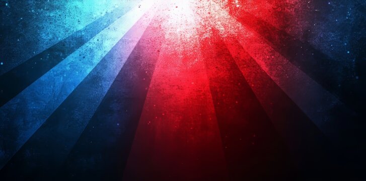 Vibrant light rays in shades of red and blue create a dynamic atmosphere suitable for various events