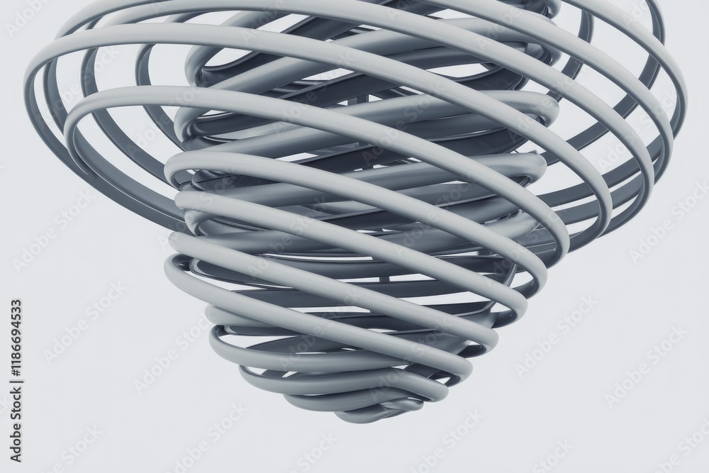 Poster Abstract 3D rendering of a swirling, spiral-shaped object, resembling a tornado or vortex.