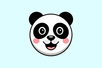 Adorable cartoon panda face with big eyes and a happy smile.