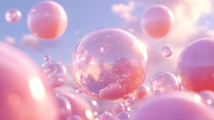 Soft Pastel Pattern of Bubbles in High-Resolution Photorealistic Style