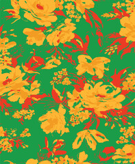 botanical floral vector seamless pattern with roses herbs and leaves big set background with flowers