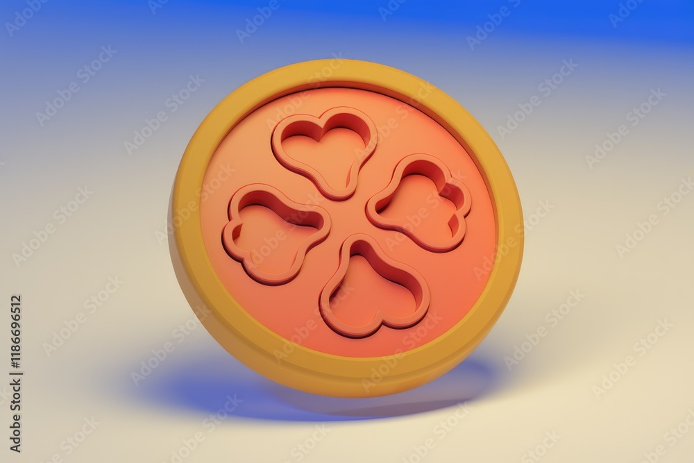 Aufkleber a 3d rendered image of a four-leaf clover design, symbolizing luck and fortune.