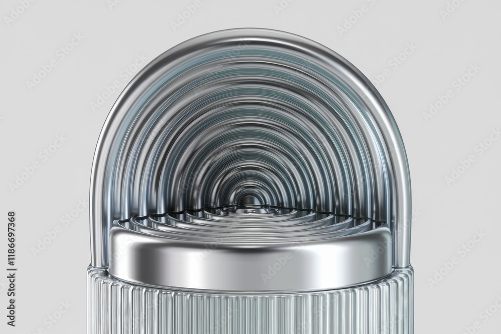Aufkleber Abstract metallic structure resembling a futuristic stage or container with concentric arches.