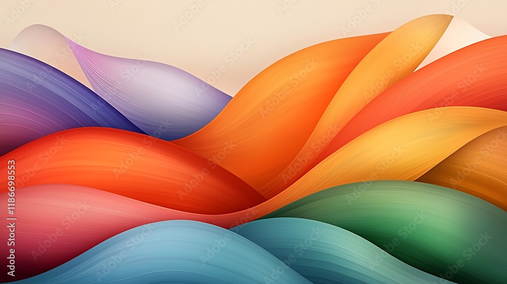 Poster mesmerizing prismatic waves of radiant iridescent color and luminous light in an ethereal modernist 