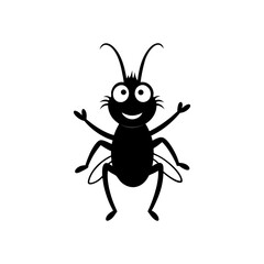 Cricket cartoon vector silhouette