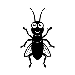 Cricket cartoon vector silhouette