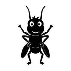 Cricket cartoon vector silhouette