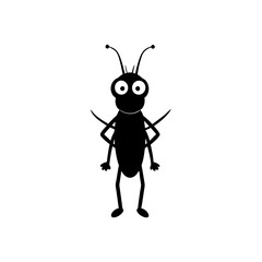 Cricket cartoon vector silhouette