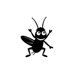 Cricket cartoon vector silhouette
