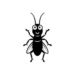 Cricket cartoon vector silhouette