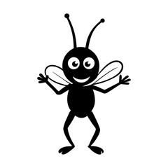 Cricket cartoon vector silhouette