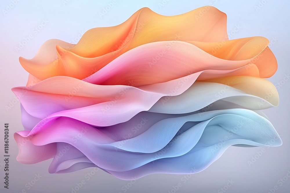 Poster undulating iridescent waves forming a captivating fractal like abstract background design with soft 