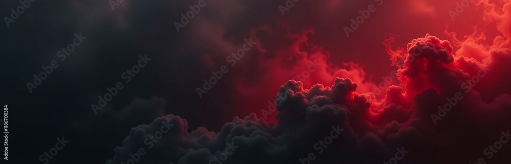 Poster dark red and smoky hues dominate a black background in this abstract composition with subtle gradati