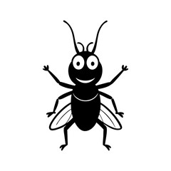 Cricket cartoon vector silhouette