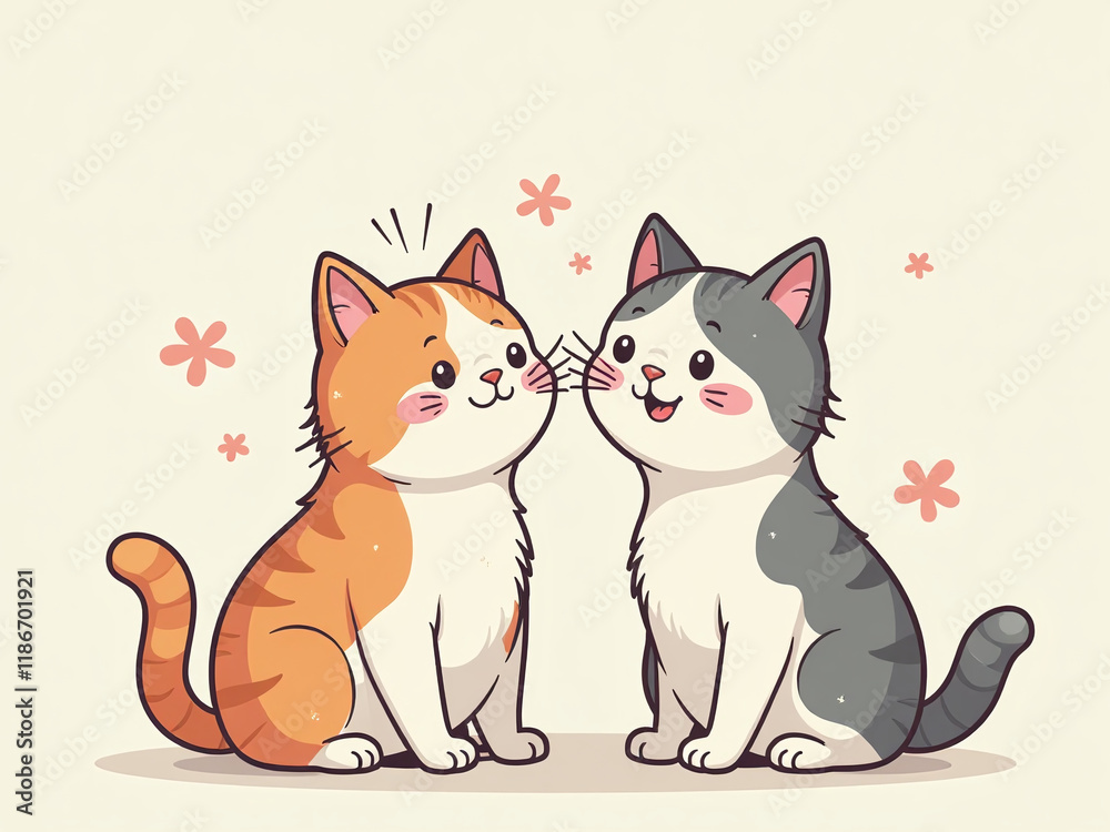 Poster Cute Cartoon Cat Illustrations Created Using Generative Artificial Intelligence Technology With Humor Incorporated Into Its Design Features. 00003