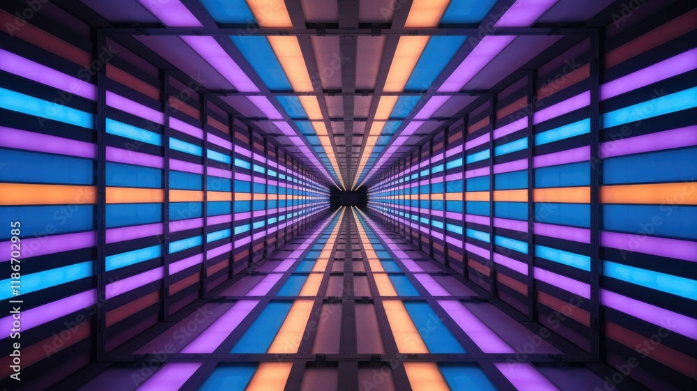Poster a vibrant, multicolored tunnel of lights creates an immersive and psychedelic visual experience.