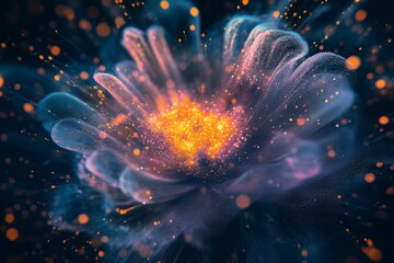 Abstract Cosmic Flower Glowing With Inner Light