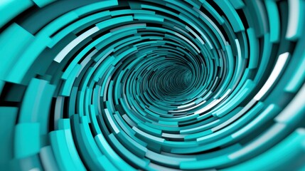 Abstract Turquoise Vortex: A 3D Render of a Spiraling Tunnel