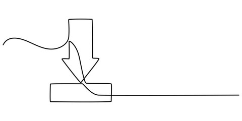 Continuous line download icon.drawing one line download sign.simple line download sign mobile phone,laptop,computer, Continuous Line Drawing of Download Icon. Hand Drawn Symbol Vector Illustration.