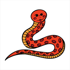 Naklejka premium Red snake funny character chinese new year doodle illustration hand drawn