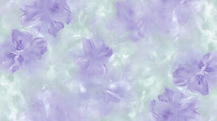 Obraz premium Elegant Floral Wallpaper in Pastel Lavender and Soft Green Hues