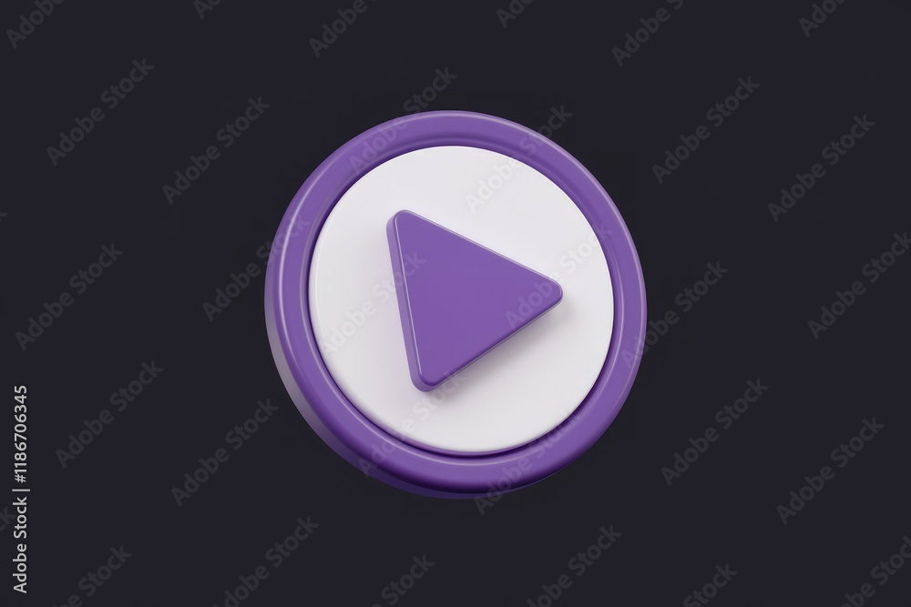 Aufkleber A 3D rendered purple play button, a circular icon signifying the start of media playback.