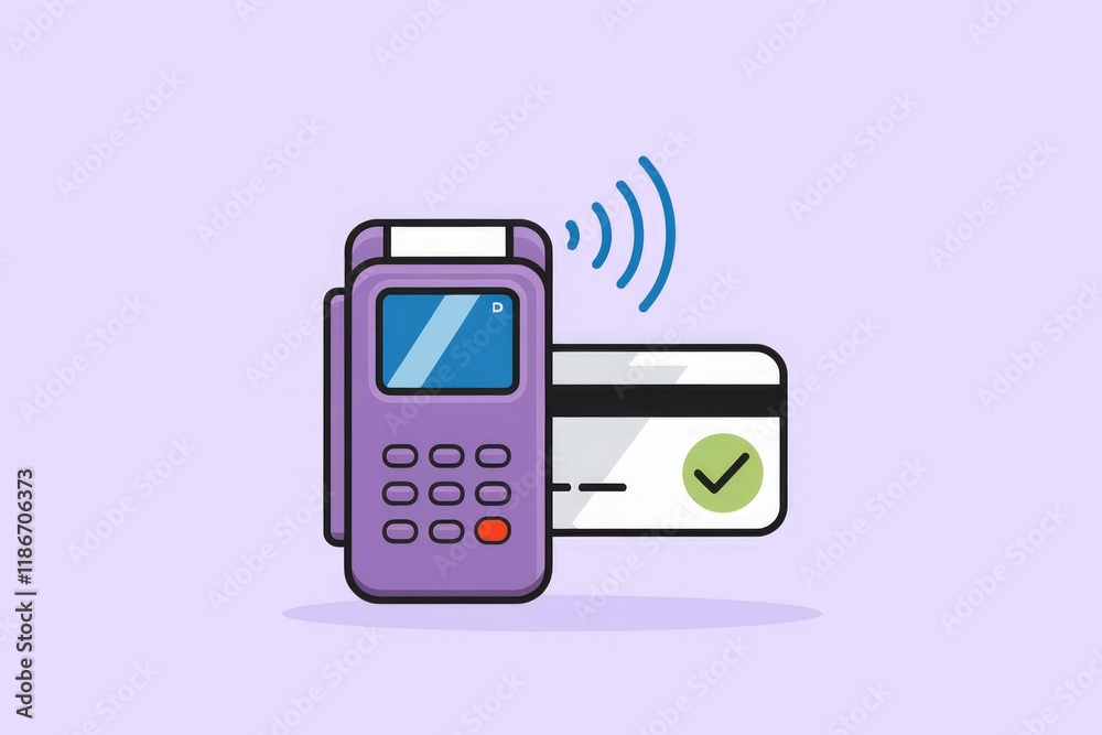 Aufkleber Wireless payment transaction using a credit card and a POS machine.