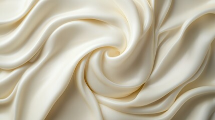 Creamy Beige Silk Fabric Swirling Softly