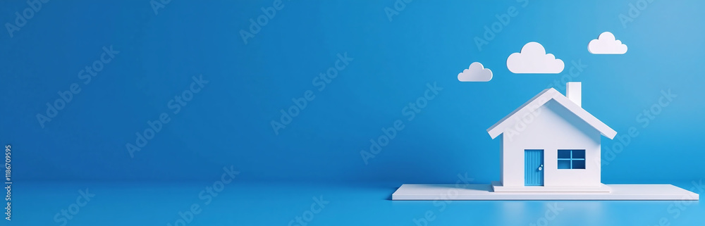 Poster concept for a smart house graphic featuring a modern blue background with clean lines and minimal de