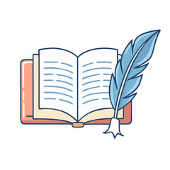 book and quill vector icon, book day vector illustration - simple illustration of book and quillperfect for logos, and book day-themed designs.