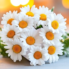 Obraz premium A beautiful bouquet of white daisies arranged in the shape of a heart, symbolizing love and purity.