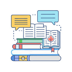 books in different languages vector icon, book day vector illustration - simple illustration of books in different languages perfect for logos, and book day-themed designs.