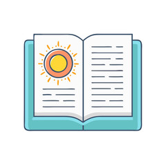 book with a sun icon vector icon, book day vector illustration - simple illustration of book with a sun icon perfect for logos, and book day-themed designs.
