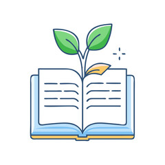 book with plant sprout vector icon, book day vector illustration - simple illustration of book with plant sprout perfect for logos, and book day-themed designs.