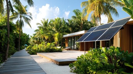 Fototapeta premium Tropical Island Villa Sustainable Design Eco Friendly Getaway Peaceful Relaxation