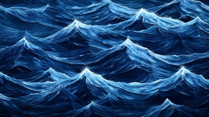 Obraz premium Seamless Pattern of Waves in Light and Dark Shades of Blue