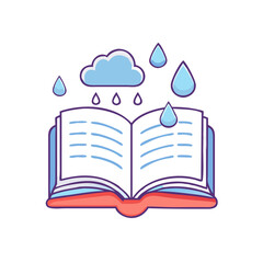 book with rain for cozy reading vector icon, book day vector illustration - simple illustration of book with rain for cozy reading perfect for logos, and book day-themed designs.