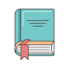 book with ribbon bookmark vector icon, book day vector illustration - simple illustration of book with ribbon bookmark perfect for logos, and book day-themed designs.