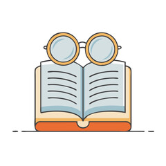 book with spectacles on top vector icon, book day vector illustration - simple illustration of book with spectacles on top perfect for logos, and book day-themed designs.