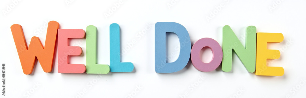 Poster colorful paper letters isolated on a white background with a transparent png design and a well done 