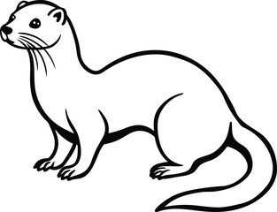 Otter vector illustration design, Otter silhouette vector art, Otter line art vector