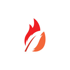 feather fire hot story pen ink logo design
