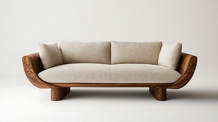 Unique sofa with a floating design and elegant, wooden legs 