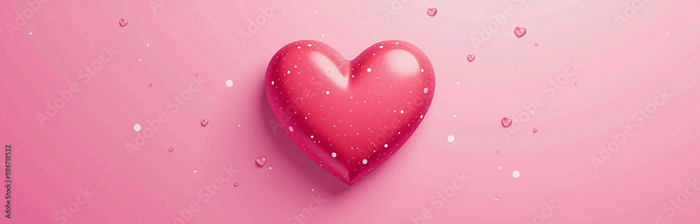 Poster colorful illustration of a cute heart on a bright pink background for use as a design element or pla