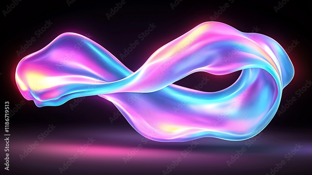 Poster mesmerizing wavy iridescent abstract background design in neon shades featuring dynamic fluid motion